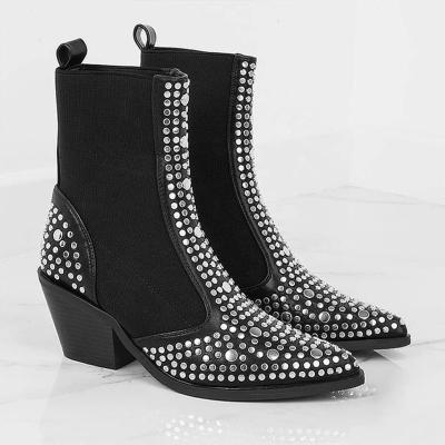 China Factory Price Fashion Ankle Boots Durable Hot Selling Chunky Heel Black Boots For Women Shoes for sale