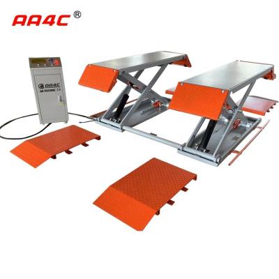 China Mid Maintanence AA4C Auto Rise Scissor Lift Tire Changing Comp. elect. car lift ramp vehicle lift 4T capacity 1.2M high automatic open AA-TCL3100E-412 for sale