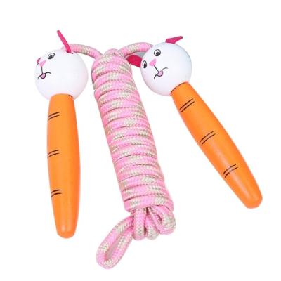 China Bodybuilding Kids Jump Rope Cotton Adjustable Braided Jump Rope with Wooden Handle Fitness for Boys and Girls Skipping Rope for sale