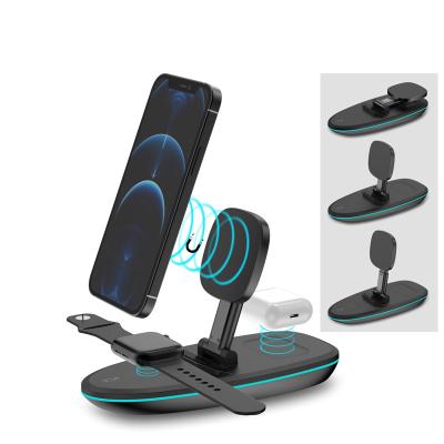 China Smart Watch 15W Fast Portable Wireless Charger 3 in 1 Foldable Wireless Charging Stand for sale