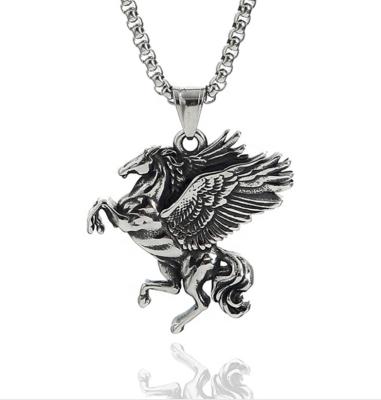 China 2021 Punk Pendant Men and Women DMP 065 New Style Stainless Steel Biker Jewelry Fly Horse Necklace for sale