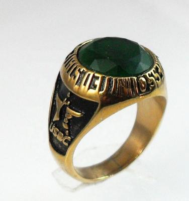 China Wholesale Custom Unique Military Jewelry Stainless Steel Sport USBC Gold Bowling Gemstone Ring CLASSIC for sale