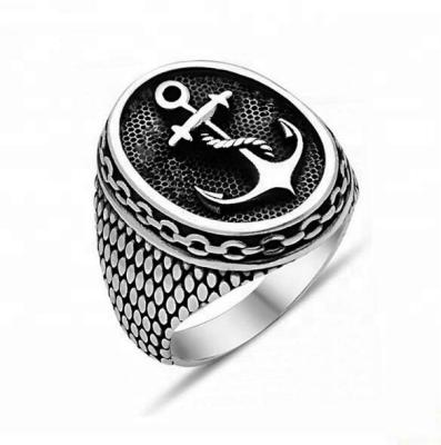 China Hot Selling Stainless Steel Anchor Punk Jewelry Silver Ring DM 217 for sale