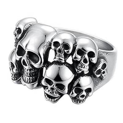 China Factory wholesale 316L stainless steel punk many layer skull ring DM 375 for sale