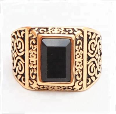 China Hot Sale 2018 Stainless Steel Gold Plated Naterual Onyx Stone Ring Designs For Men GSR -053 for sale