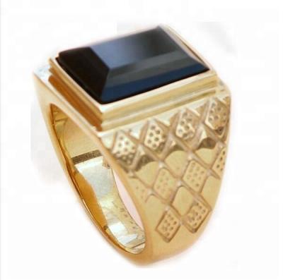 China Wholesale Stainless Steel Market Guangzhou Large Stone Men's Gold Ring Designs GSR-052 for sale