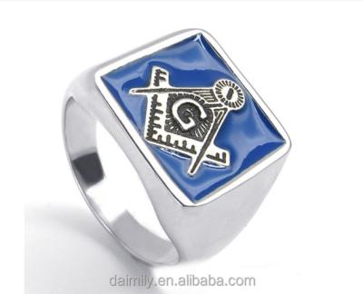 China Masonic Jewelry Religious Blue Color Stainless Steel Ring For Unisex MSR 044 for sale