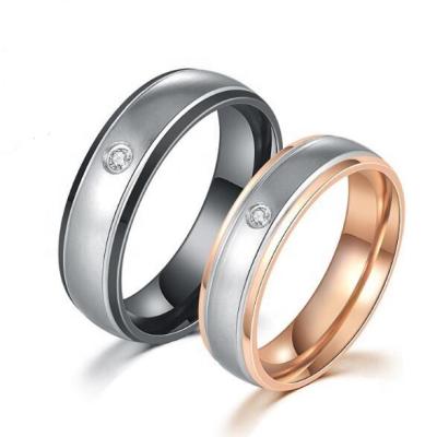 China Latest Romantic Design Stainless Steel IP Rose Gold Wedding Rings Set For Lover DWR 024 for sale