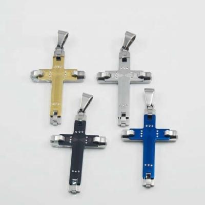 China Guangzhou Daimily TRENDY Factory Fashion Jewelry Wholesale Blue/Black/Gold/Silver Cross Pendant Stainless Steel Big Color for sale