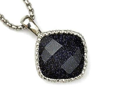 China Blue Stone DSWP-013 CLASSIC Gemstone Necklace DML Guangzhou Fashion Jewelry Stainless Steel Women Sand Pendant for sale