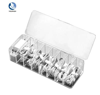 China Viable Transparent Plastic Cable Data Line Organizer Key Storage Container Stationery Makeup And Jewelry Box for sale