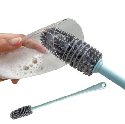 China Sustainable Long handle glass cup bottle cleaning nipple cup rotating brush for baby kitchen cup for sale