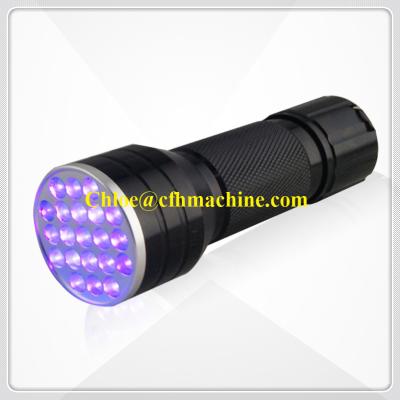 China Black/Blue Color Aluminum 395NM Blacklight 21 LED Ultraviolet Flashlight Lamp Torch for sale