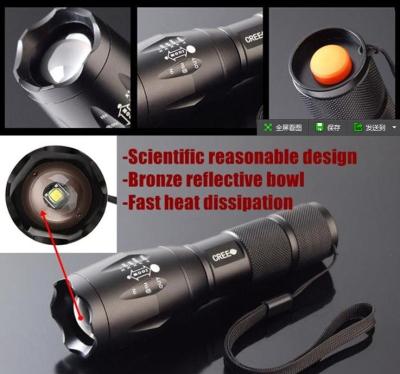 China Dry Batteries Powered E17 CREE XM-L T6 2000Lumens Zoomable CREE LED Flashlight Torch for sale