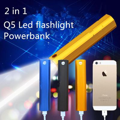 China 3 Modes 5W CREE Q5 USB 5V High Power 350 Lms Led flashlight with Powerbank Function for sale