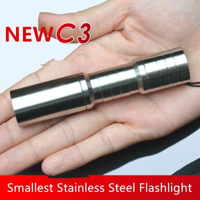 China Mini Size 5 W Stainless Steel CREE Q5 XPE 350Lms LED Flashlight/Torch with 3 Mode for sale