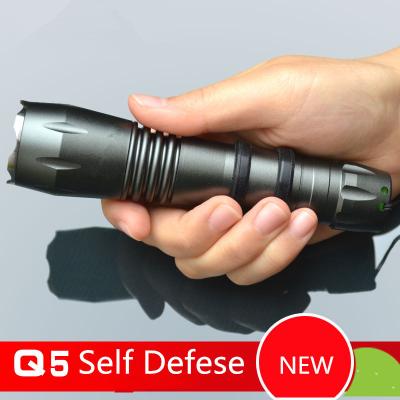 China Self Defense Function CREE Q5 Led Flashlight/Torch with Stainless Steel Head 5 Files 18650 for sale