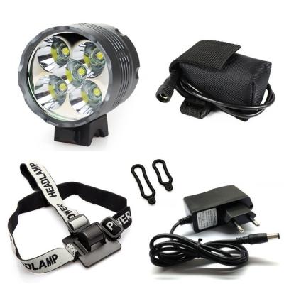 China 4x18650 Lithium Battery Pack Powered 7000Lms 5X T6 CREE XML Headlamp Bike Lamp Light for sale