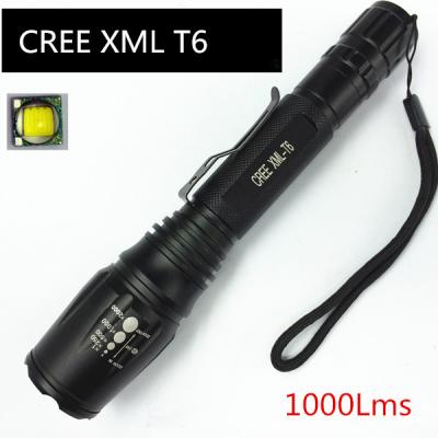 China 2*18650 Rechargeable CREE XML T6 LED Flashlight 5 Files Powerful Zoom LED Outdoor Lamp Lanterna for sale