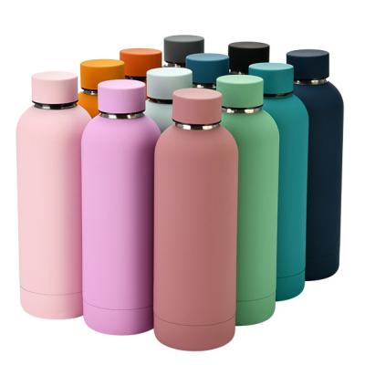 China Cool Water Bottles-Chunlong PORTABLE Soft Touch Stainless Steel Vacuum Flask Thermos 500ml With Rubber Paint for sale