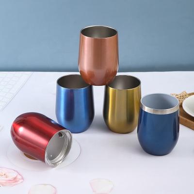 China 2022 Latest Style Stainless Steel Eggshell Mug 12oz Uninverted Red Wine Cocktail Varnished Mug Sublimation 304 Thermos Tumblers for sale