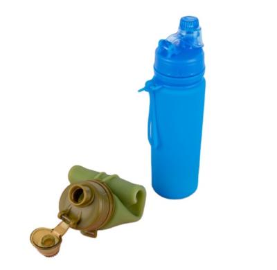 China Mountaineering 500ml Silicone Outdoor Kettle Folding Stocked Recycling Bottle for sale