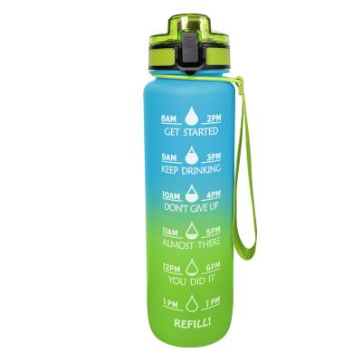 China Space Viable Kettle Time Scale Paint Gradient 1000ml Outdoor Portable Large Capacity Water Bottle With Lifting Rope for sale