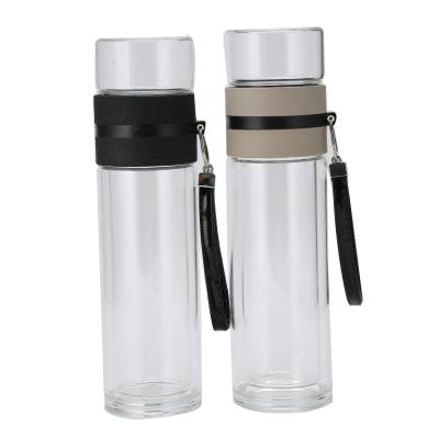 China Sustainable Mikenda Factory Produced Eco Friendly Reusable Double Wall Insulated Hot Glass Water Bottle With Filter for sale