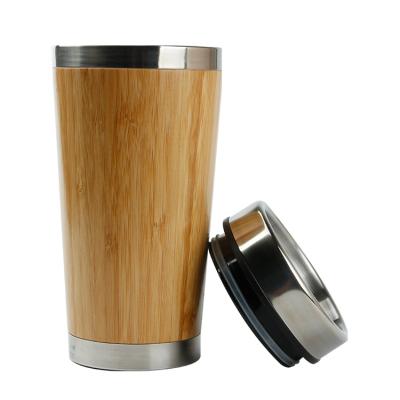 China MIKENDA PORTABLE Bamboo Double Wall Stainless Steel Tea Cup Water Bottle Vacuum Thermos Eco Friendly for sale