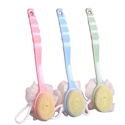 China Sustainable Durable Long Handle Back Scrub Bath Ball Brush 2-in-1 Double Sided Bath Brush for sale