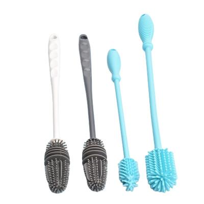 China Sustainable Kitchen Baby Bottle Cleaner With Long Handle Cup Tumbler Silicone Bottle Cleaning Glass Brush for sale