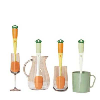 China Sustainable Long Handle Household Eco Cup Brush Multifunctional Carrot Cleaning Brush With Three Use Method Cleaning Brush For Bottle for sale