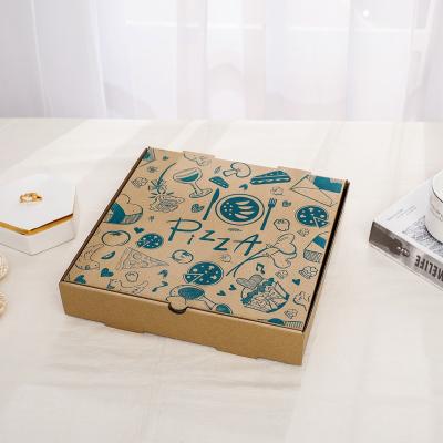 China Custom Printed Food Grade Recyclable Flute Size Pizza Design Cardboard Corrugated Cardboard Pizza Box for sale