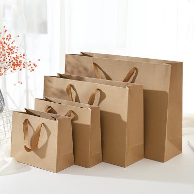 China Recyclable Recyclable Kraft Paper Bag With Your Own Logo , Custom Shopping Paper Bag For Food With Handle for sale