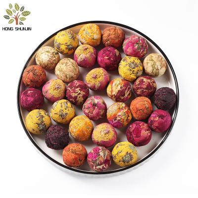 China For Tea Gift Papers Health Handmade Pure Organic Chinese Flavor Dry Blooming Flower Ball Tea for sale