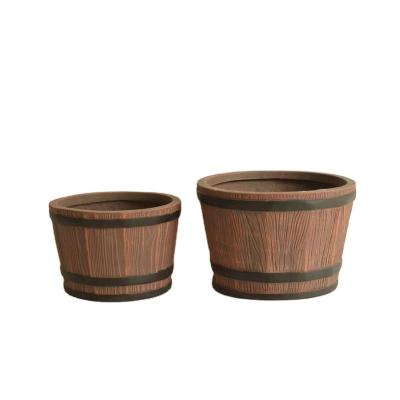 China 2021 New Design High Strength Round Large Eco-friendly Concrete Wooden Planter Pots For Garden Planting for sale