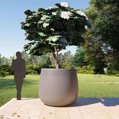 China Factory direct sales high strength durable eco-friendly round GRC large flower pot for garden decoration for sale