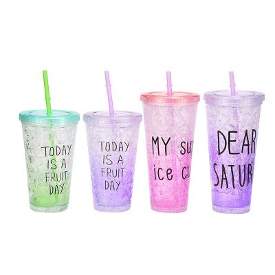 China Hot Selling Viable Double Wall Picosecond Freeze Plastic Cup With Straw Custom Writing Wholesale for sale