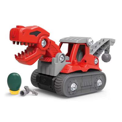 China Exquisite vehicle model simulation engineering tyrannosaurus toy dinosaur color printing hand animal model toy for sale