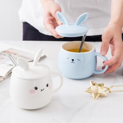 China New Design Rabbit Cups Home Ceramic High Quality Cute Nordic Disposable Drinkware Ceramic Coffee Mug Flypeak for sale