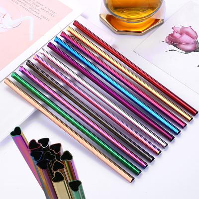 China New Eco-Friendly Disposable Metal Straws Reusable Flypeak Straw Stainless Steel Heart Drinking Straw for sale