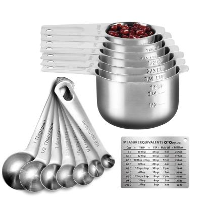 China Viable Wholesale Custom Flypeak 6/7/14/15pcs Stainless Steel Measuring Cup and Spoon Set Instruments Spoon Cup for sale