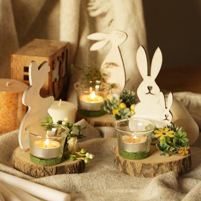 China Lovely Flypeak Amazone Easter Decoration Success Rabbit Glass Jar Candles Wholesale Nordic Colorful Home Decoration for sale