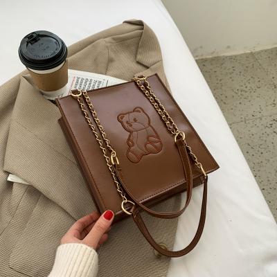 China W&G 2021 New Eco-friendly Shopping Bag Bear Pattern Women's Large Capacity Fashion Soft Shoulder Bag for sale