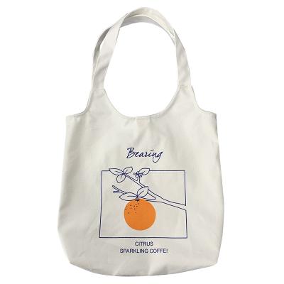 China W&G 2021 New Fruit Canvas Fruit Female Literary Japanese Student Orange Eco-friendly Bag Portable Printing Vest Ins Simple Shoulder Bag for sale