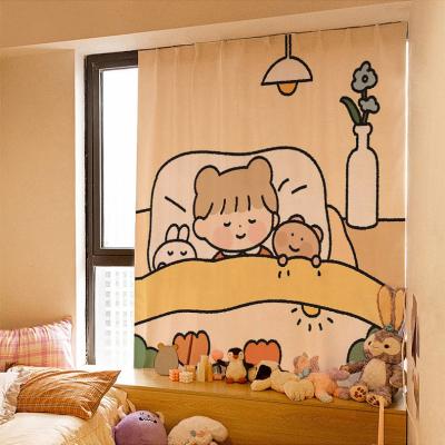 China Modern Punch Free Short Cartoon Velcro Curtain Self Adhesive Wall Cloth For Window Shading for sale