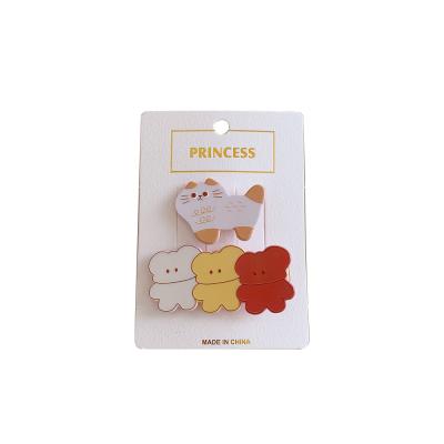 China Plastic Cartoon Clip Cute Animal Acrylic Word Hair Clip Girl Heart Side Child Little Bangs Broken Hair Clip for sale