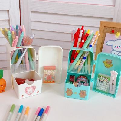 China PP storage pencil casecartoon student soft creative large capacity desktop fashion pen holder multifunctional soft for sale