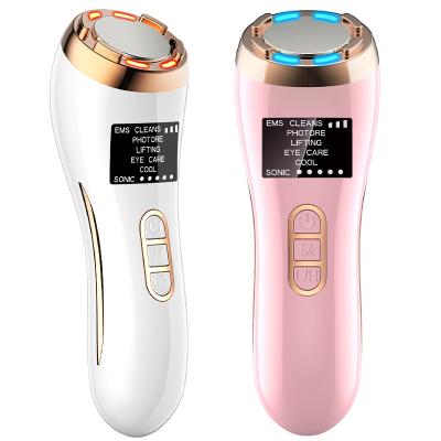 China Skin Tightening New Color Factory Direct Selling Ultrasonic Hot Cool Light Treatment Facial Massager RF EMS Beauty Instrument for sale