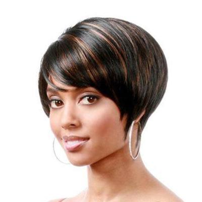 China Silky Straight Wave Short Hair Wigs Boy Cut Pixie Wigs Straight Short Black Hair Wigs For Women for sale